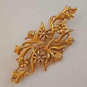 MONET Goldtone Flower & Vine Brooch